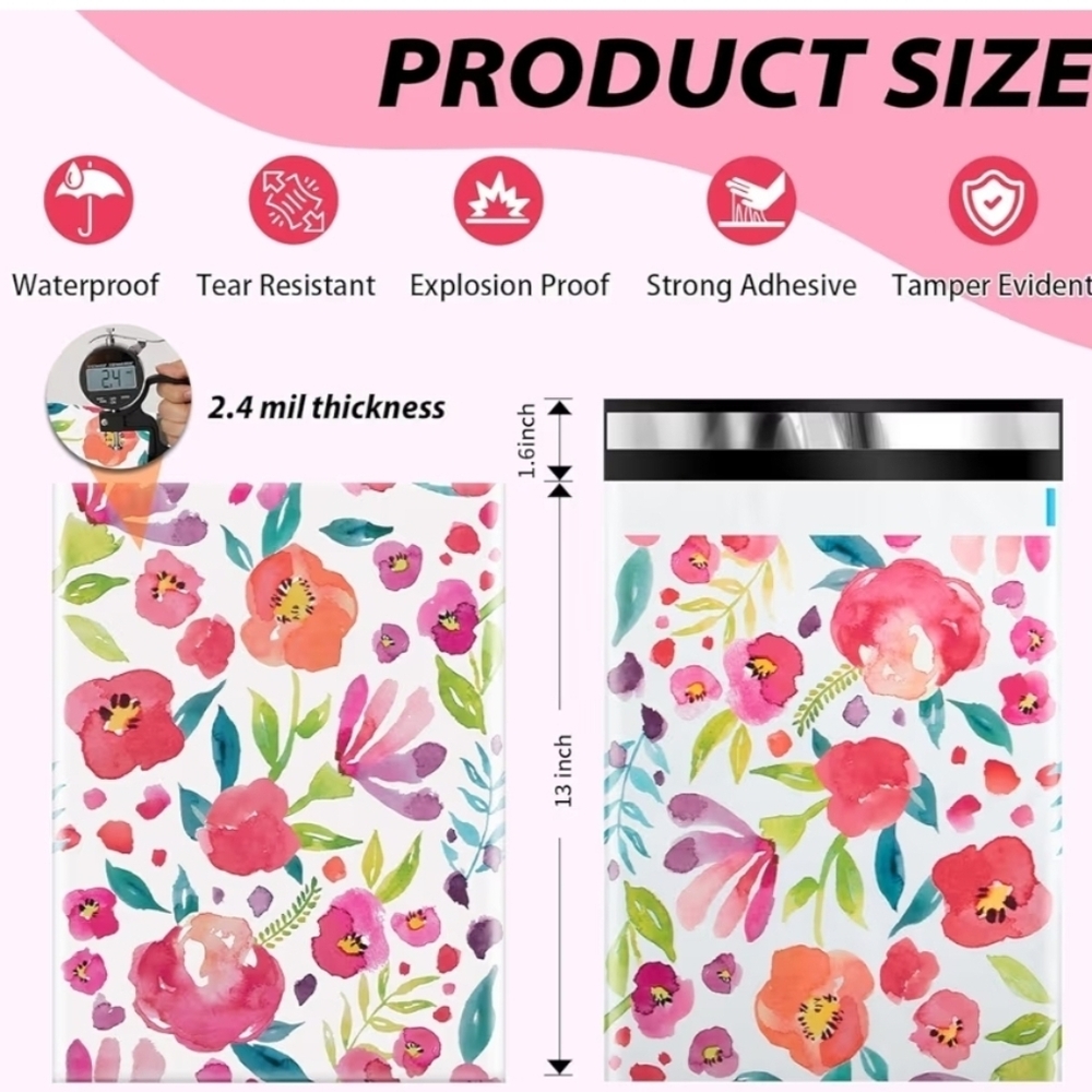Floral Polymailers 10 X 13 Set Of 10 - Picture 2 of 3